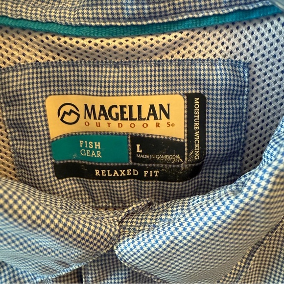 Magellan Outdoors Blue Checkered Shirt Size L - Picture 3 of 3